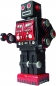 Preview: Spardose (Moneybox) aus Kunststoff, Motiv Retro Roboter in schwarz-roter Farbkombination