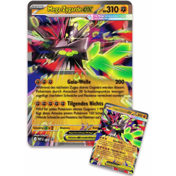 Detailansicht der Mega-Zygarde EX Premium-Kollektion inklusive Wackelbildkarte (Lenticular)