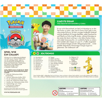 Rückansicht Pokémon Weltmeisterschaftsdeck 2025 Liao Fu Guan Joltdengo