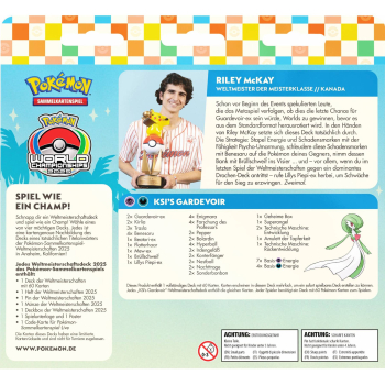 Rückansicht Pokémon Weltmeisterschaftsdeck 2025 Riley McKay Gardevoir