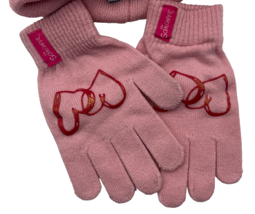 Die Schlümpfe Wintermütze und Handschuhe - Set für Kinder "Schlumpfine" in rosa und pink