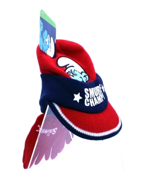 Die Schlümpfe Wintermütze mit Handschuhen Set für Kinder "Smurf Champ!"