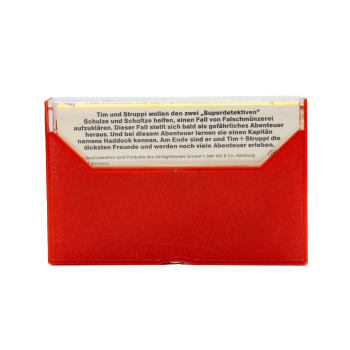 Rückseite der Tintin Hörspiel Kassette Folge 1 „Die Krabbe mit den goldenen Scheren“ – Originalmotiv mit Tintin, Struppi und Captain Haddock