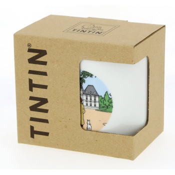 Außenverpackung der Tasse mit "Tintin" Logo