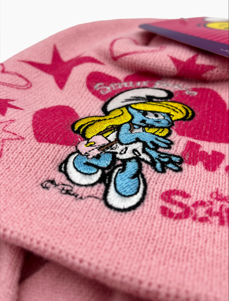 Die Schlümpfe Wintermütze und Handschuhe - Set für Kinder "Schlumpfine" in rosa und pink